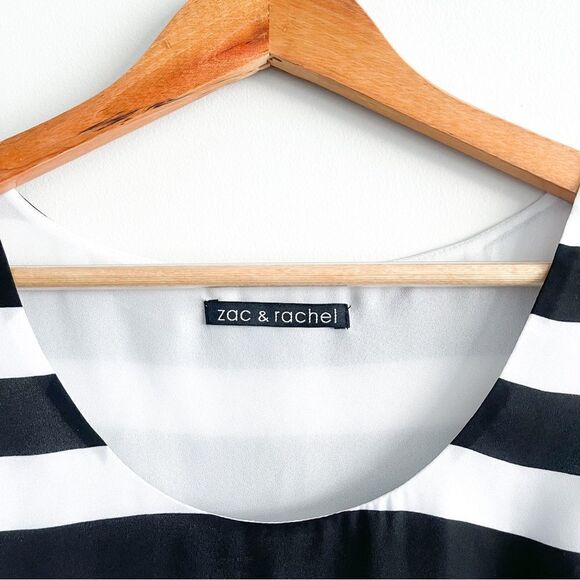 Zac & Rachel Sleeveless Blouse Striped Black White Tank Women's S Pullover - Picture 3 of 6